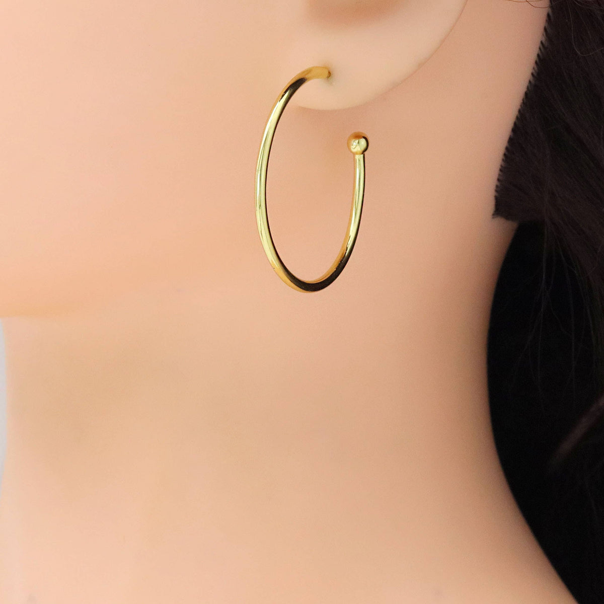 Gold Hoop with Stopper Earrings, Sku#LX648