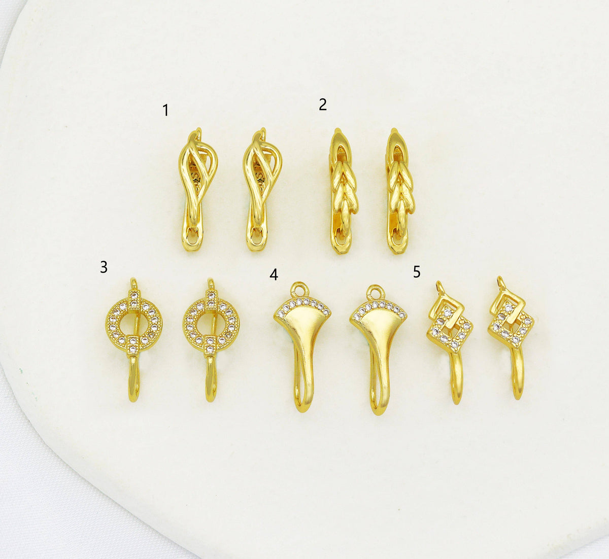Gold Filled Flower Round Diamond Fan Shape Earrings, sku#JD36