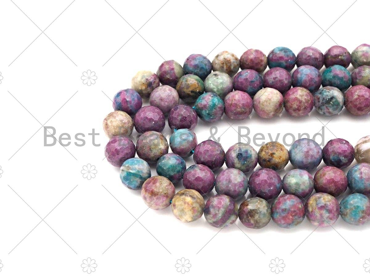 High Quality Genuine Red Corundum Faceted Round Beads, 6mm/8mm/10mm Natural Corundum, 15.5'' Full Strand, SKU#U1070
