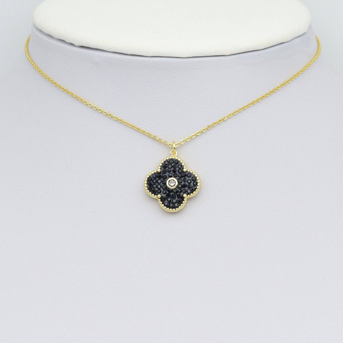 White Black Flower Charm Pendant, Sku#FH234