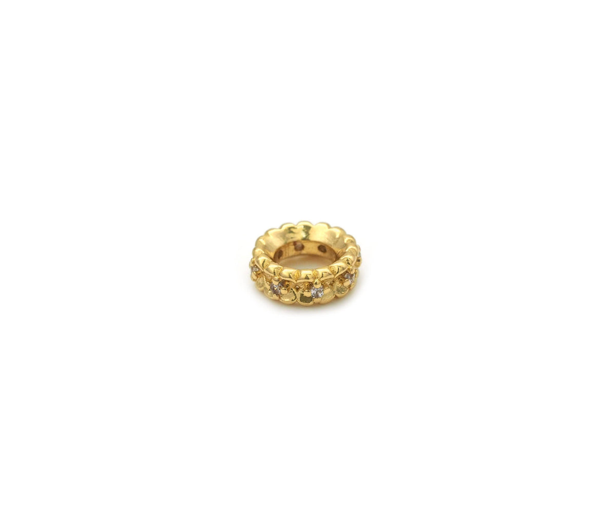 CZ Round Gold Silver Spacer beads, Sku#B341