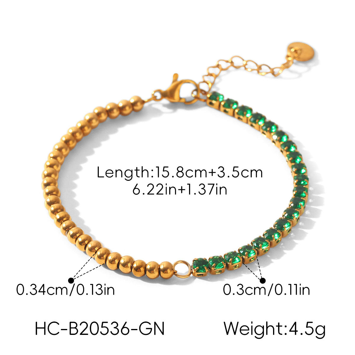 18k Gold-colored Stainless Steel Zircon Bracelet That Wont Fade