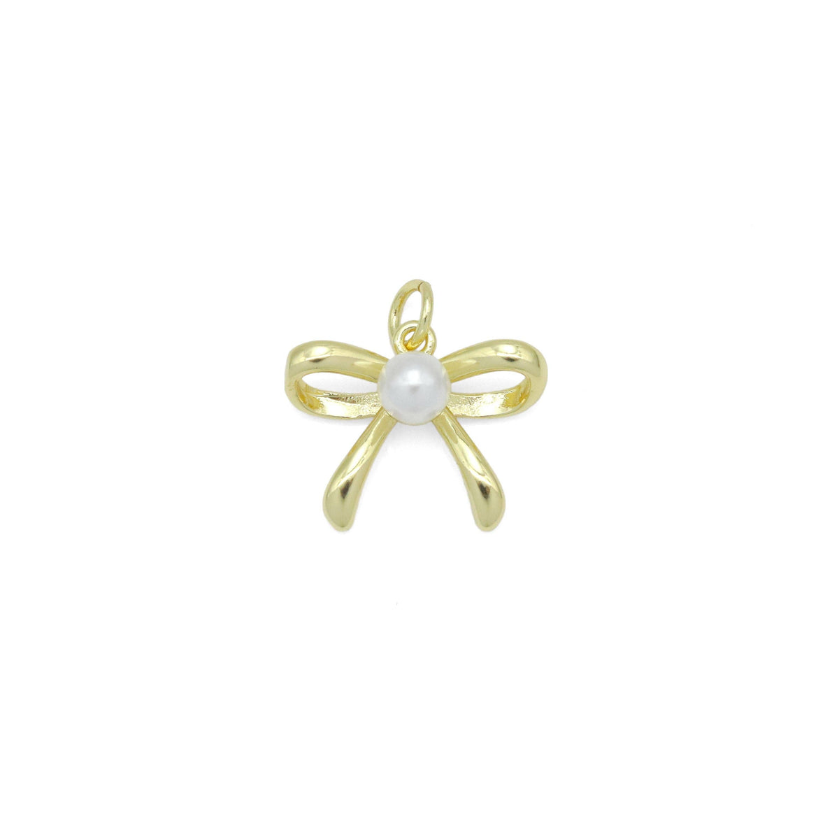 Gold Silver White Pearl Bowknot Charm Pendant, Sku#LK963