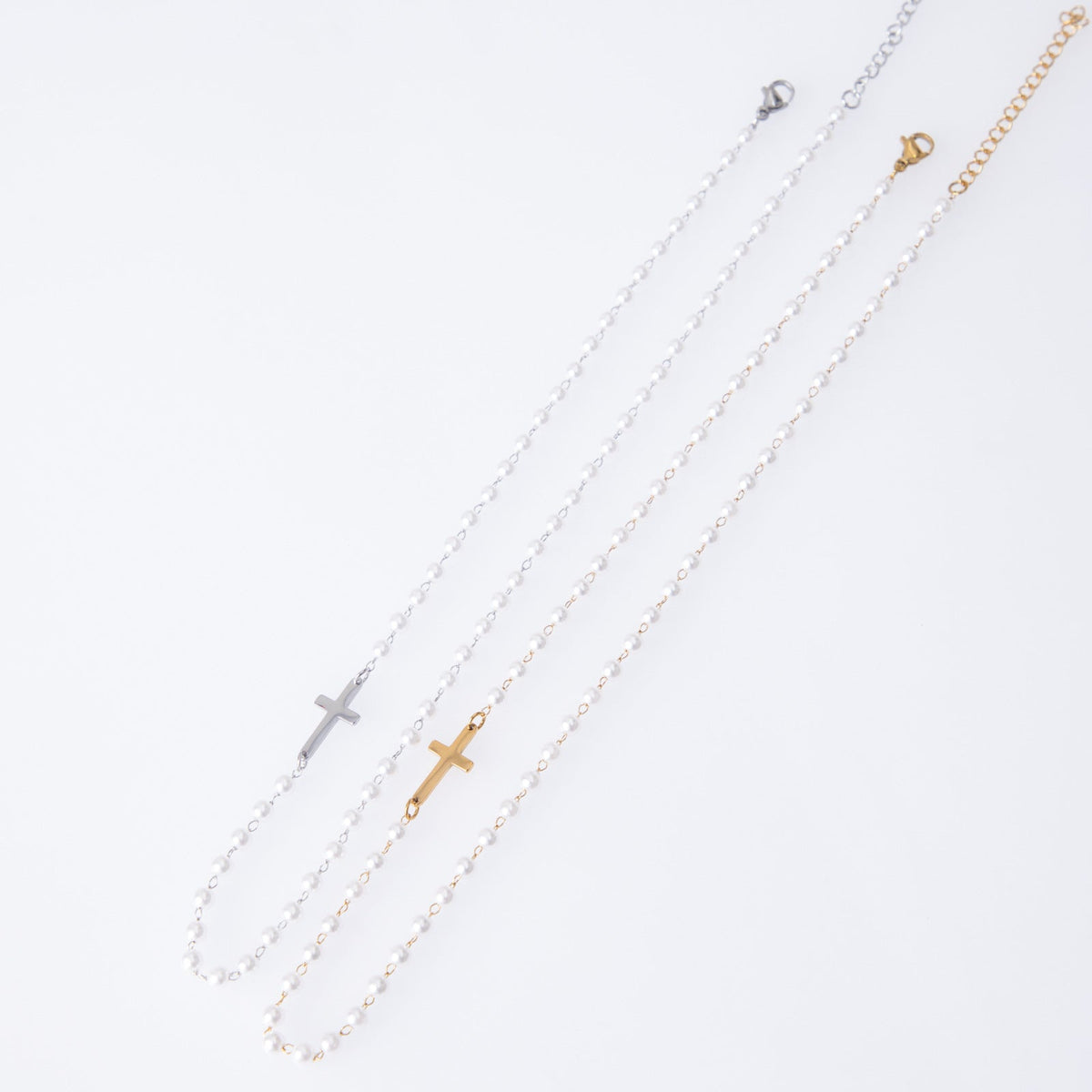 Pearl Cross Titanium Steel Necklace For Women
