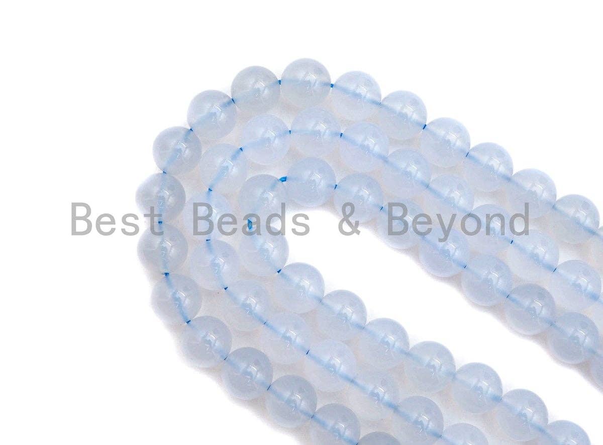 High Quality Blue Chalcedony Round Smooth 8mm/10mm, Blue Chalcedony Beads, Sku#U574