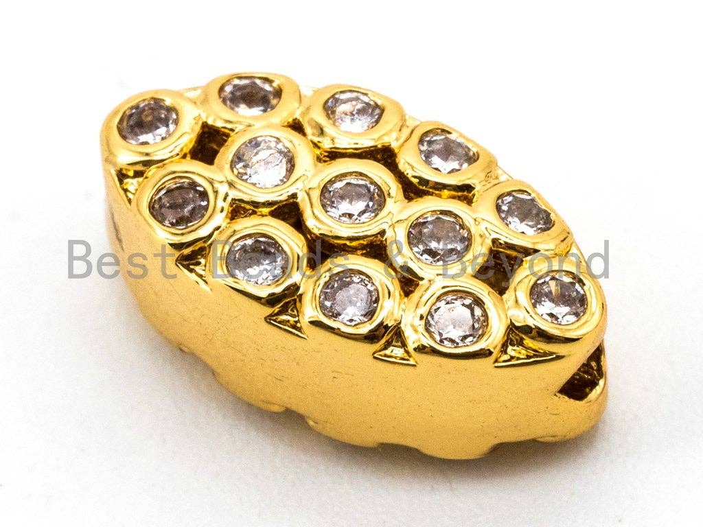 CZ Micro Pave Oval Beads with Clear Crystal for Bracelet/Necklace, Cubic Zirconia Spacer Beads, CZ Pave Charms, 7x13x5mm,sku#G280