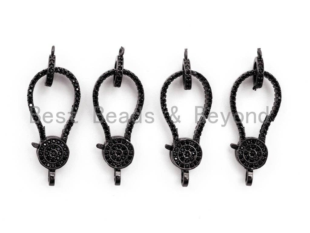 Black CZ Pave On Black Micro Pave Lobster Clasp with Jumping Ring Clasp, Fine Jewelry Clasp, Designer Clasp,  28x12mm,sku#H112
