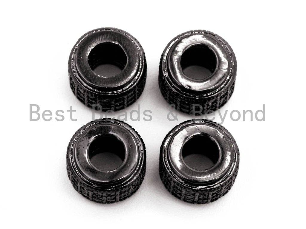 Black CZ Pave On Black Cylinder/Drum Barrel Micro Pave Beads, Cubic Zirconia Big Hole Spacer Beads, Large Hole Spacer, 7x9mm,sku#G325