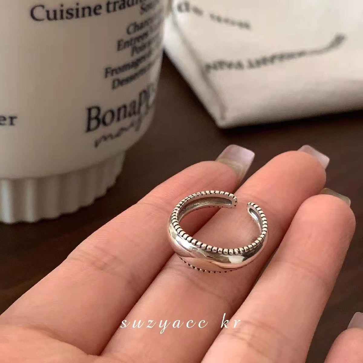 Sweet Cool Denim Texture Heart Zircon Ring, Dainty Light Luxury Jewelry For Women