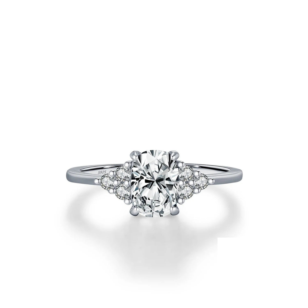 Geometric D-Color VVS1 Moissanite Engagement Ring in Sterling Silver – Chanel-Inspired Minimalist Band
