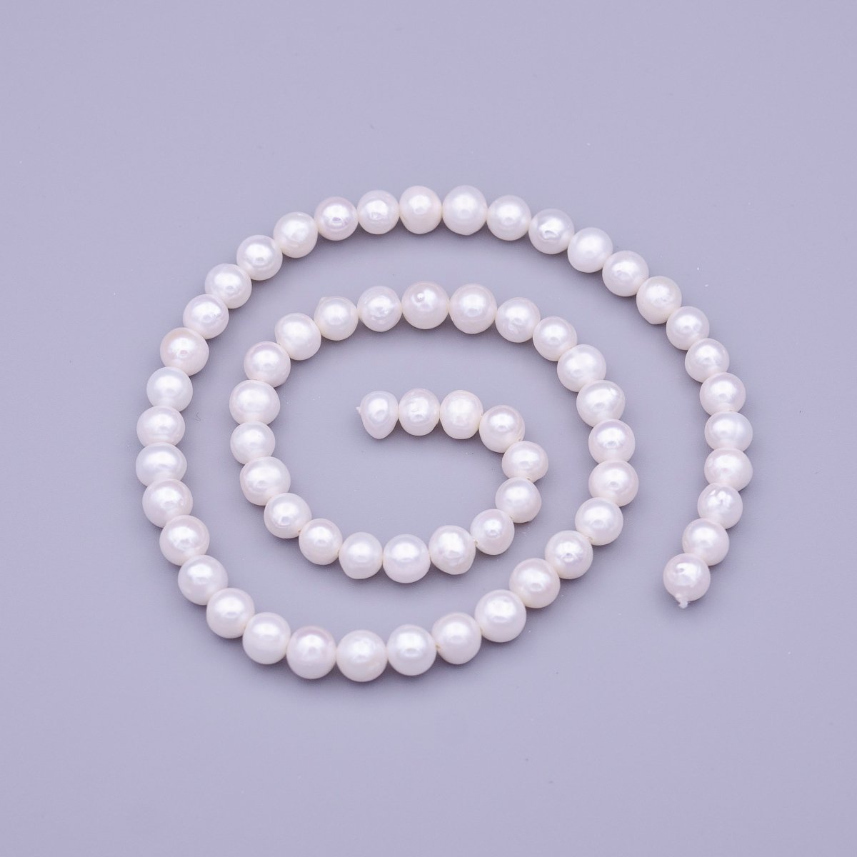 6.5mm AAA Natural White Round Freshwater Pearl Beads 65pcs Full Strand | WA-1324 Clearance Pricing