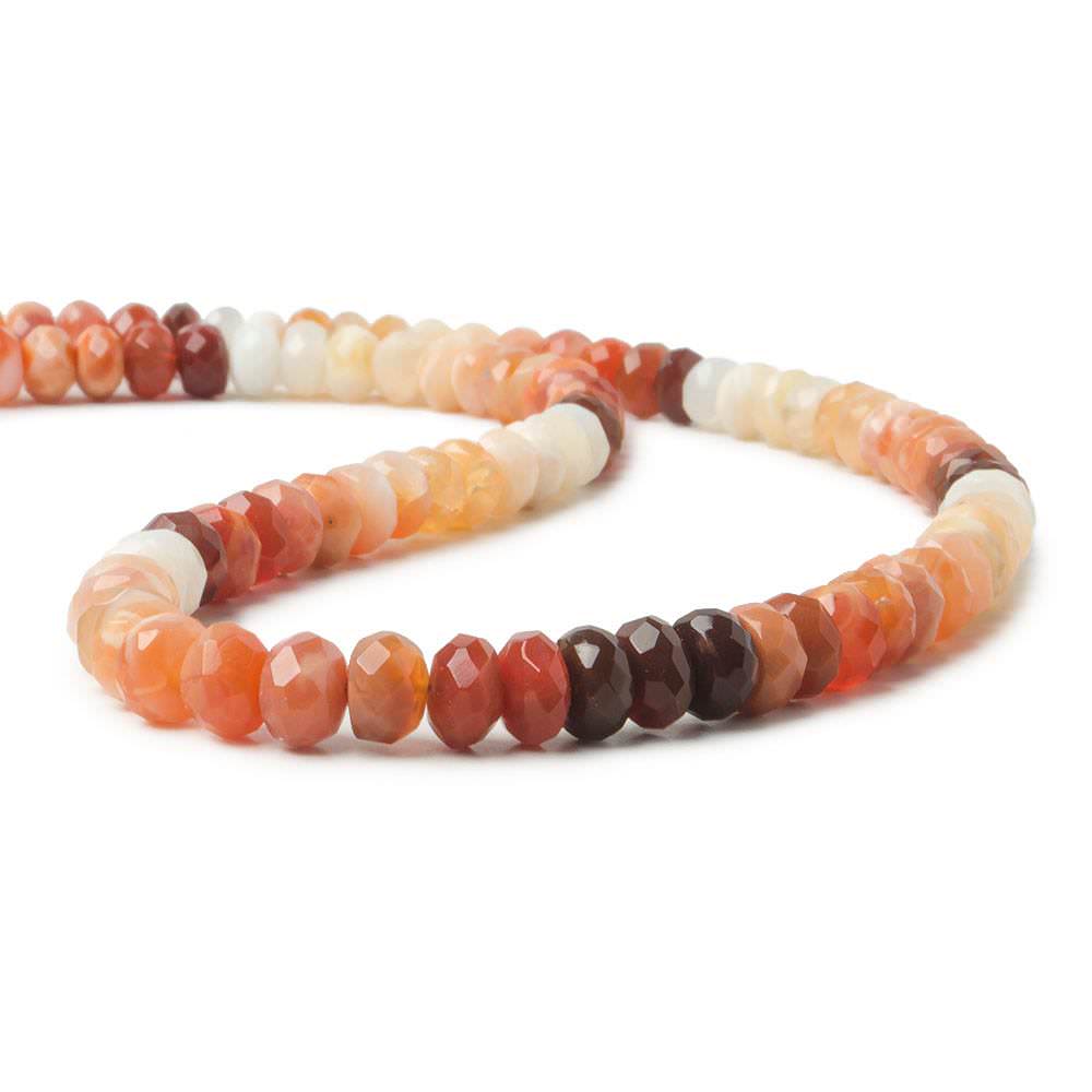 6.5mm Multi Color Fire Opal Plain Rondelle Beads 16 inch 102 pieces