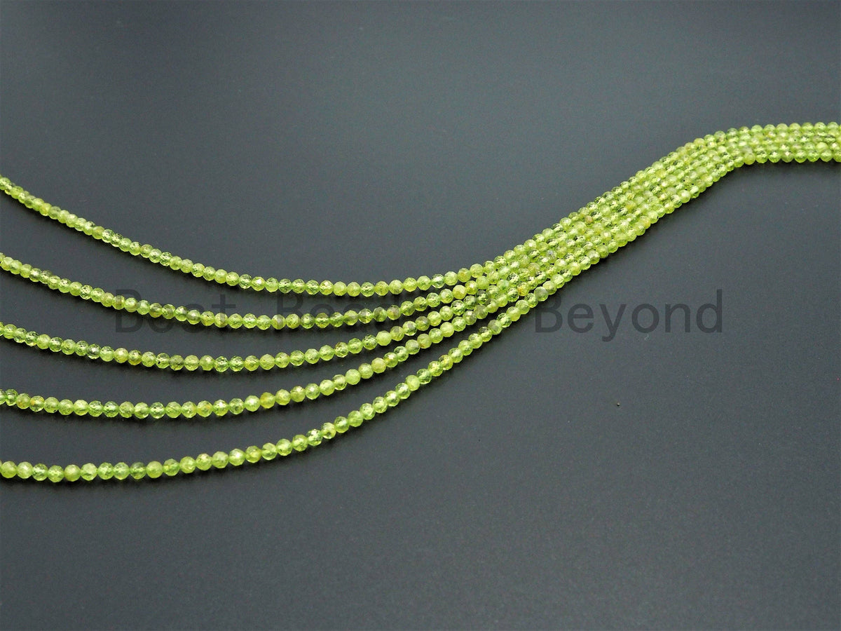 High Quality Natural Olivine Peridot Round Faceted beads, 2mm/3mm/4mm Tiny Sparkly Peridot Gemstone Beads, 15.5inch strand, SKU#U358