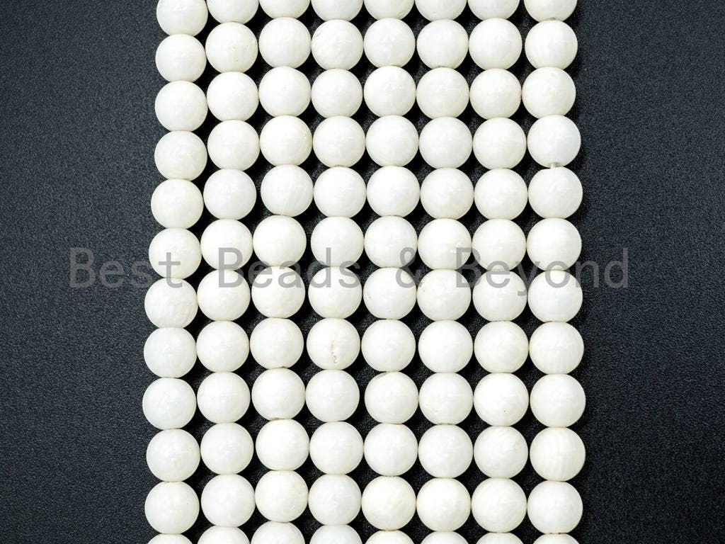 High Quality Natural Coral Beads, 6mm 8mm 10mm White Round Smooth Gemstone Beads,Loose Coral Beads, 15.5inch strand, SKU#U62