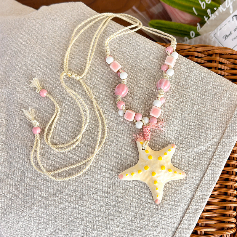 Dopamine Colorful Starfish Beaded Necklace For Women