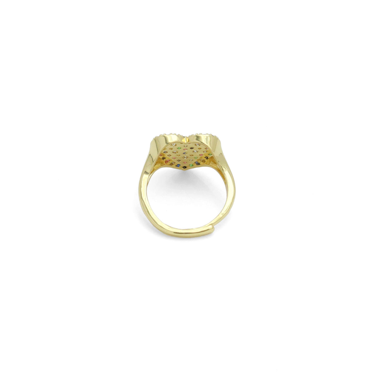 Colorful CZ Heart Statement Adjustable Ring, Sku#A318