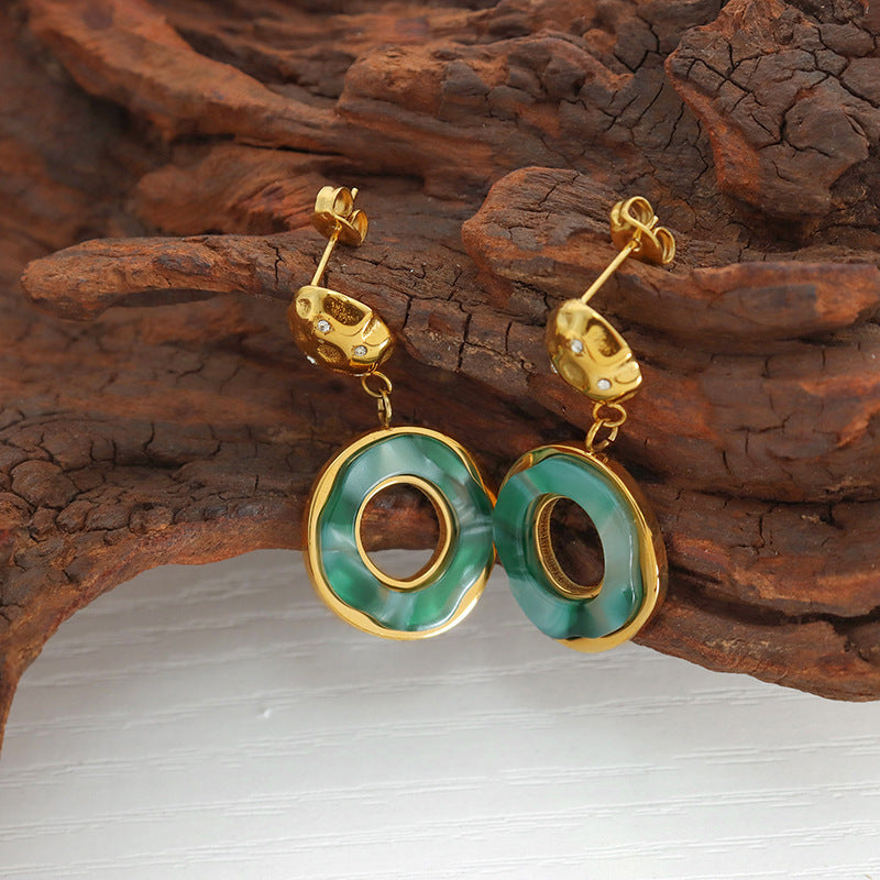 Chinese-style Imperial Court Inspired Versatile Emerald-zircon Earrings