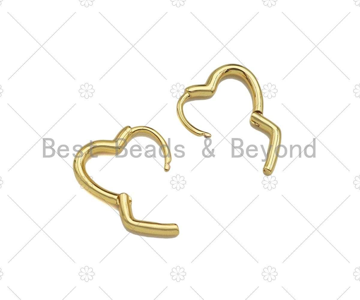 Gold Heart Shape Huggie Earring, Sku#LD60