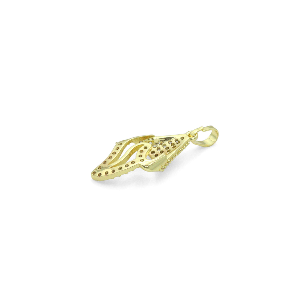 CZ Gold Silver Snail Flower Shape Charm Pendant, Sku#A462