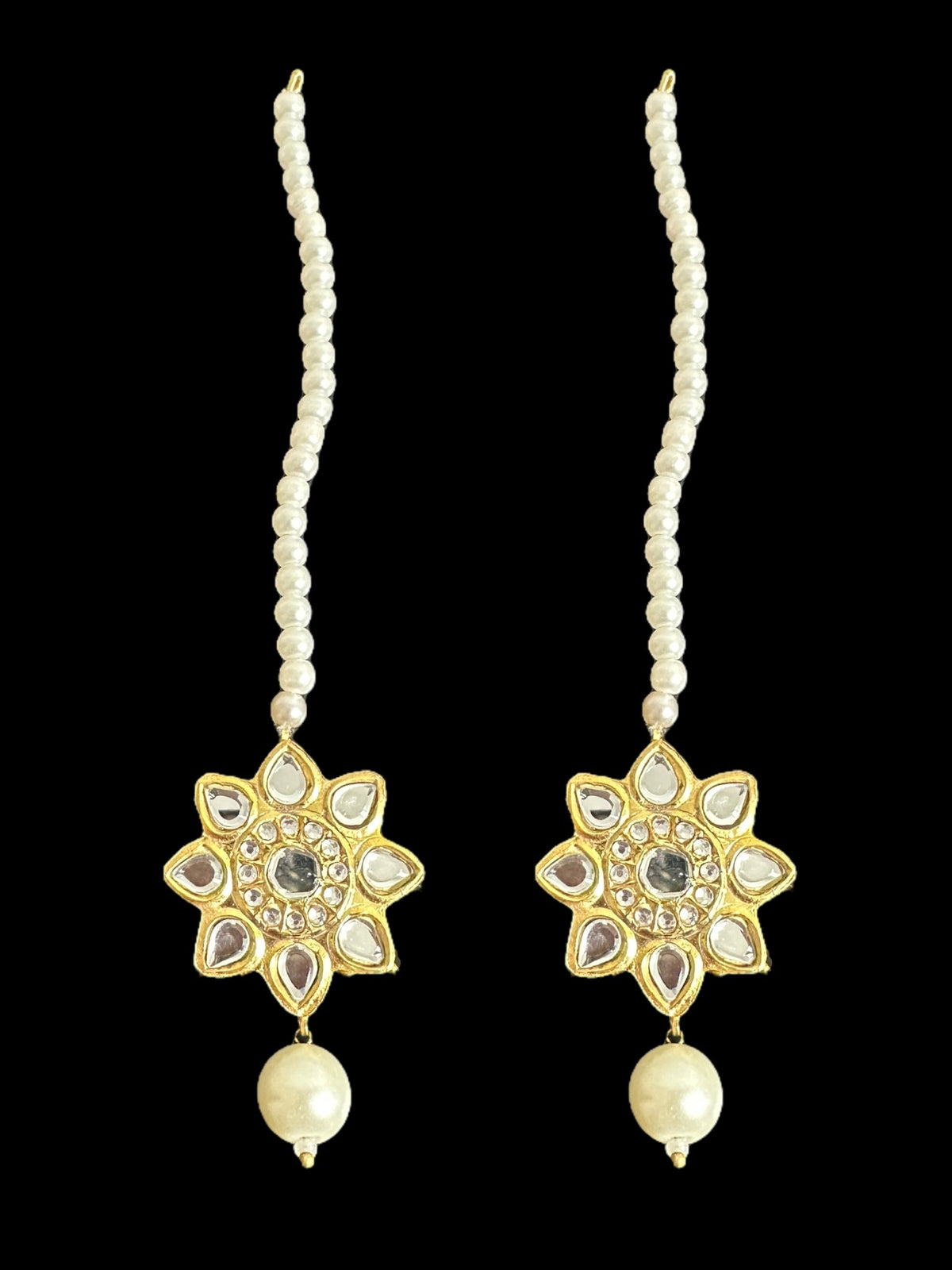 DJET72 Sitara kundan earrings tika ( READY TO SHIP )
