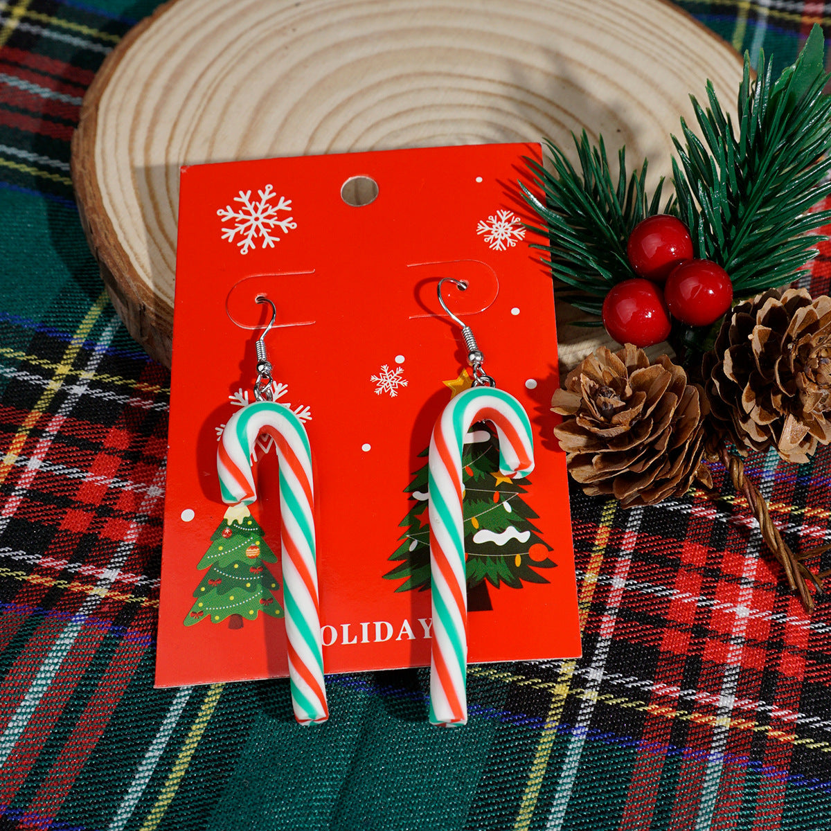 European And American Cross-Border Hot Selling New Christmas Pendant Earrings Cartoon Diamond Alloy Material Christmas Earrings Series Wholesale