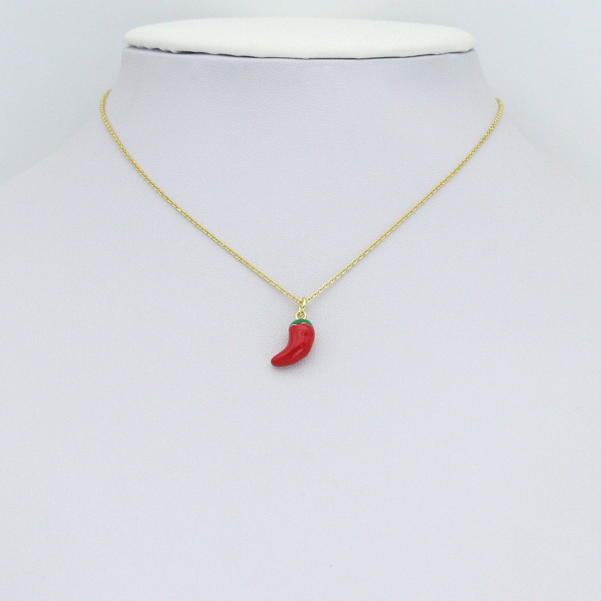 Clear CZ White Pearl Red Chili Charm Pendant,Sku#A495
