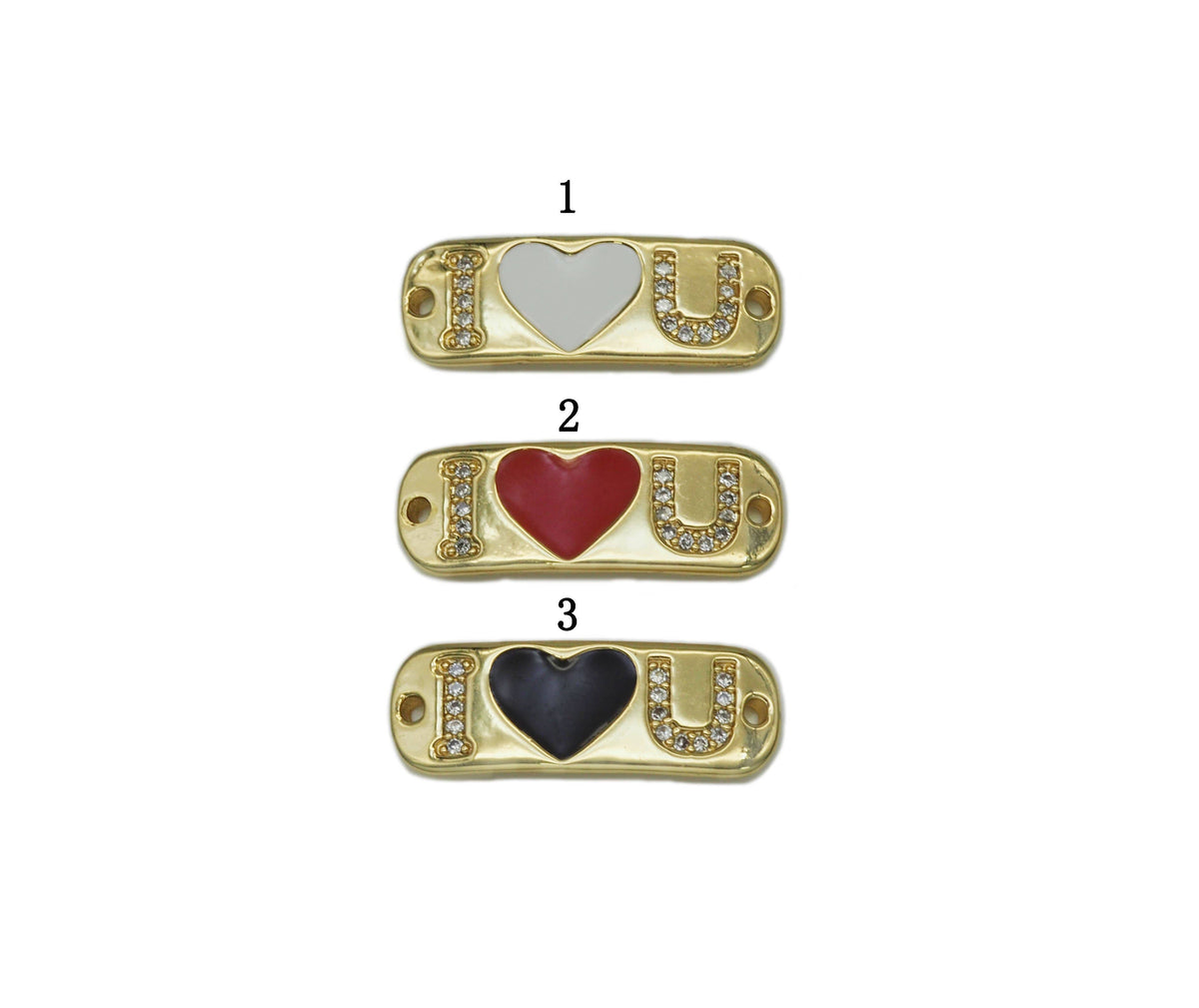 CZ Enamel I Love You  Heart Charm, Sku#LD222