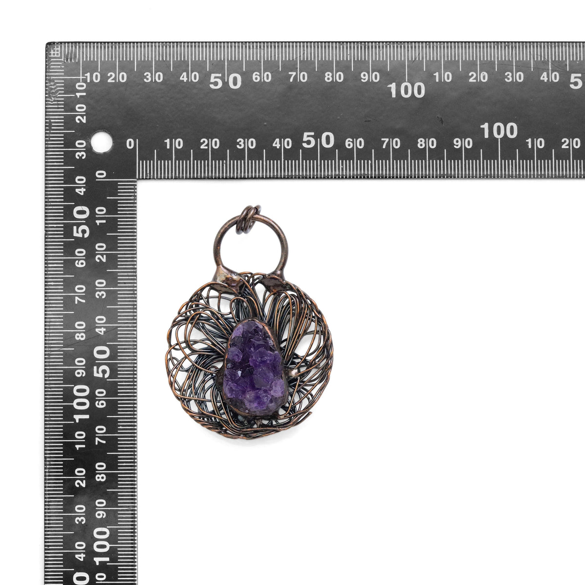 Natural Amethyst Copper Wired Flower Pendant, sku# YT45