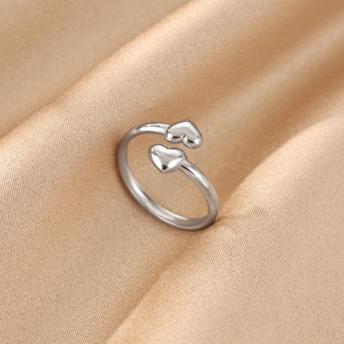 European And American-style 18K White Gold Opal Moon Ring Made Of Stainless Steel