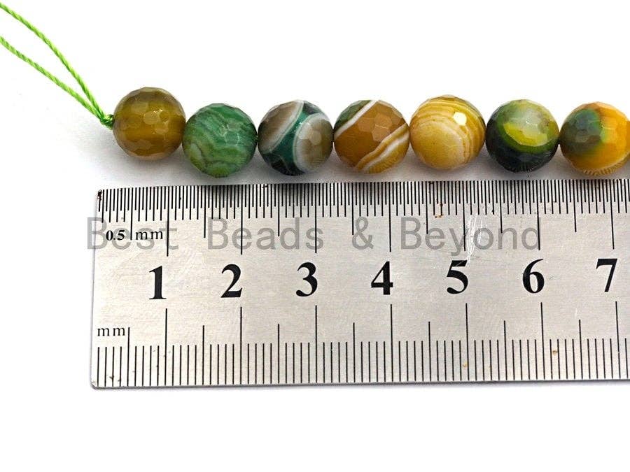 High Quality Faceted Green Yellow Banded Agate beads, 6mm/8mm/10mm/12mm Agate Gemstone beads, Natural Agate Beads, 15.5inch strand, SKU#U455