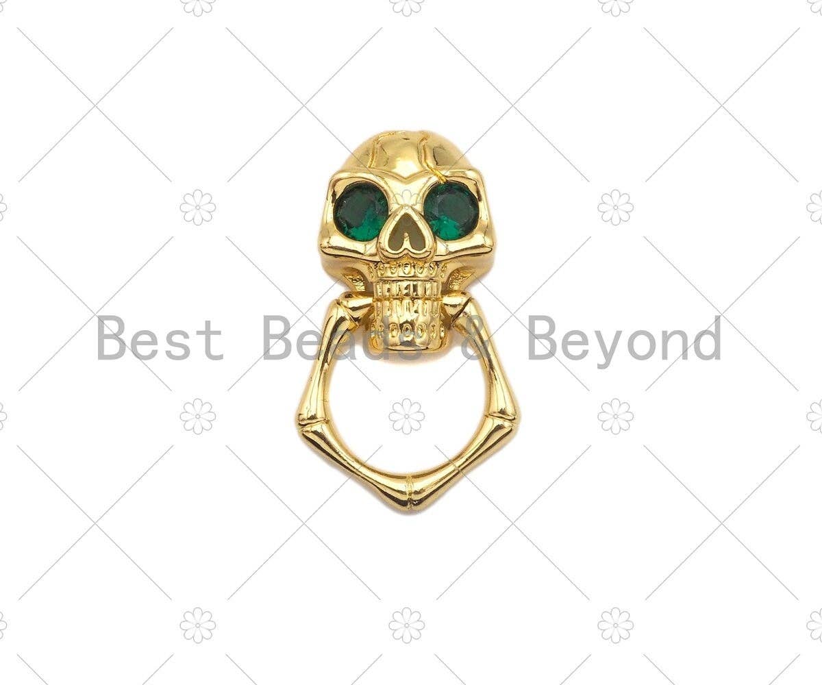 CZ Micro Pave Colorful Eye Skull Shape Pendant/Charm,Cubic Zirconia Charm, Necklace Bracelet Charm Pendant,29x13mm, Sku#LK261