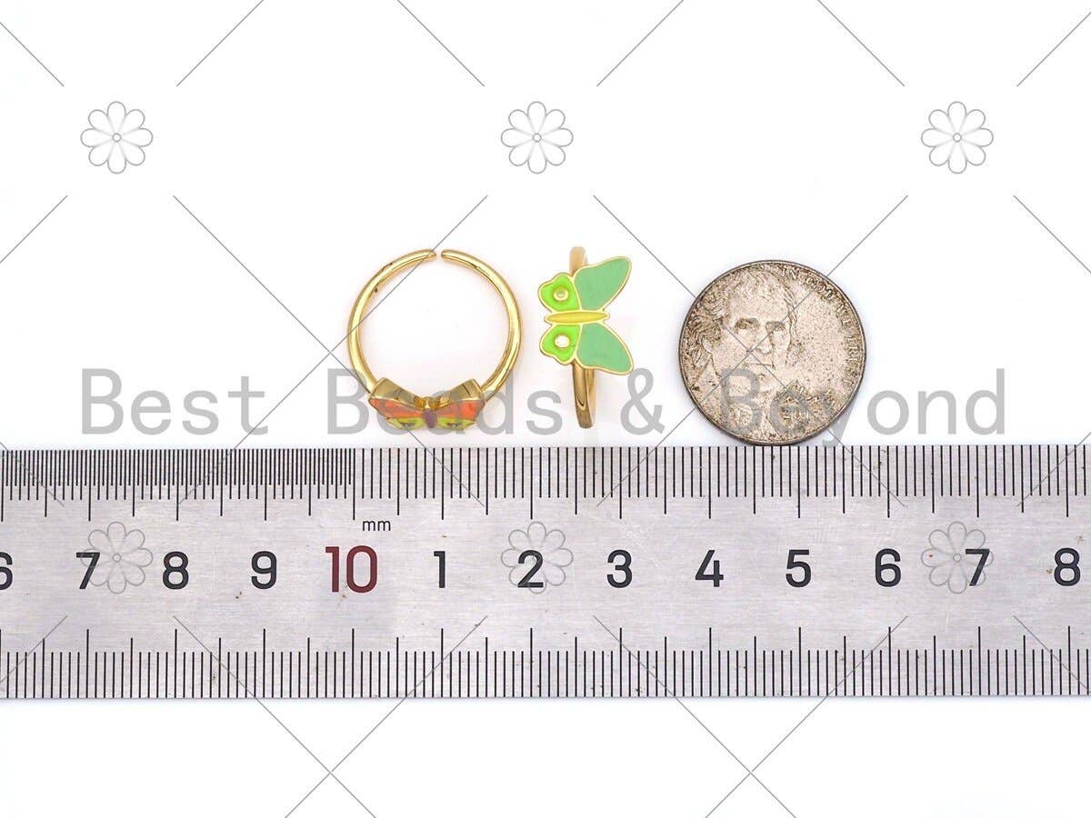 Enamel Butterfly Shape Adjustable Ring, Sku#C125