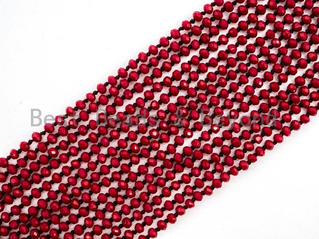 60 Long Hand Knotted Red Color Crystal Necklace, D12
