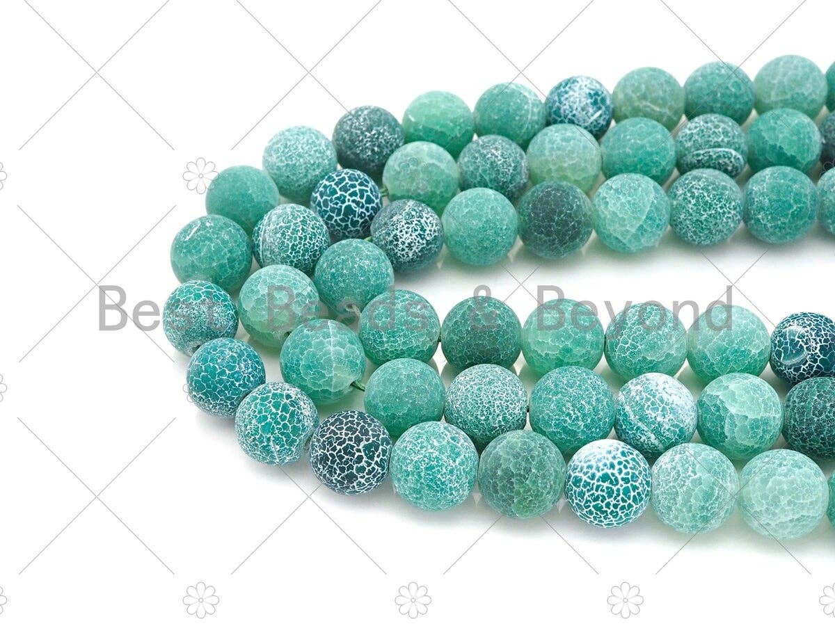 High Quality Natural Green Matt Fire Cracked Agate, Round 6mm/8mm/10mm/12mm Fire Agate, Green Fire Agate, 15.5" Full Strand, sku#UA146