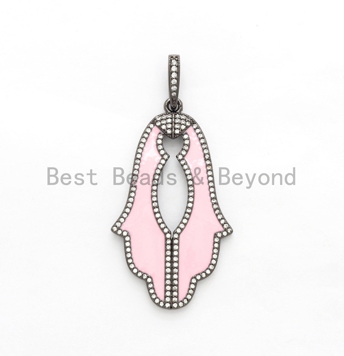 NEW Enamel Colorful Hamsa Hand Pendant,CZ Micro Pave Oil Drop Leaf pendant,Enamel pendant,Enamel Jewelry,27x47mm,sku#F568C