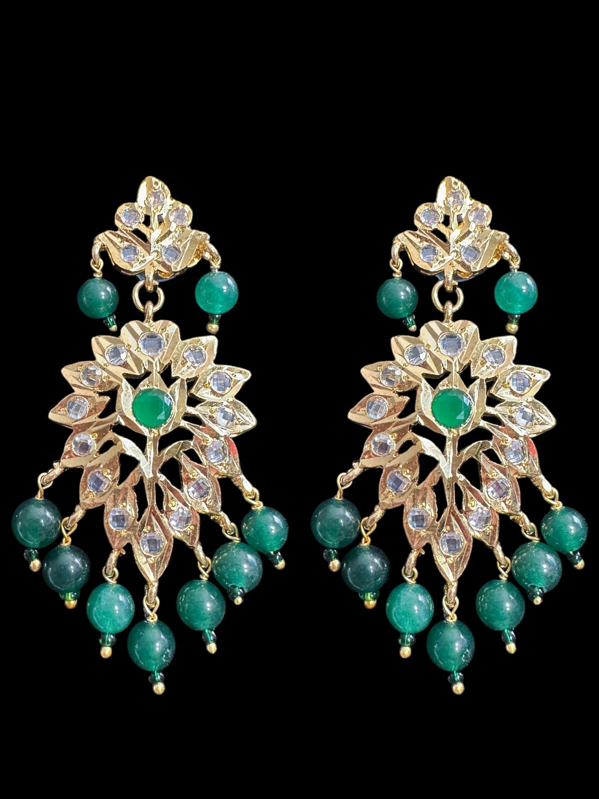 DLN88 Nisha rani haar in green beads  ( READY TO SHIP )
