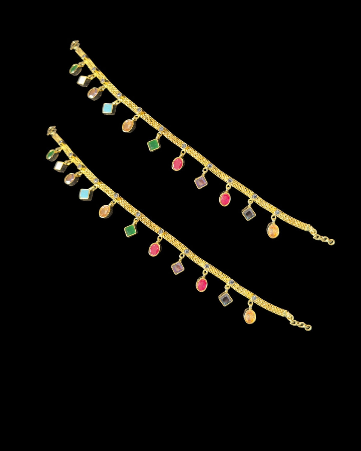 kundan payal in navratan ( READY TO SHIP  )