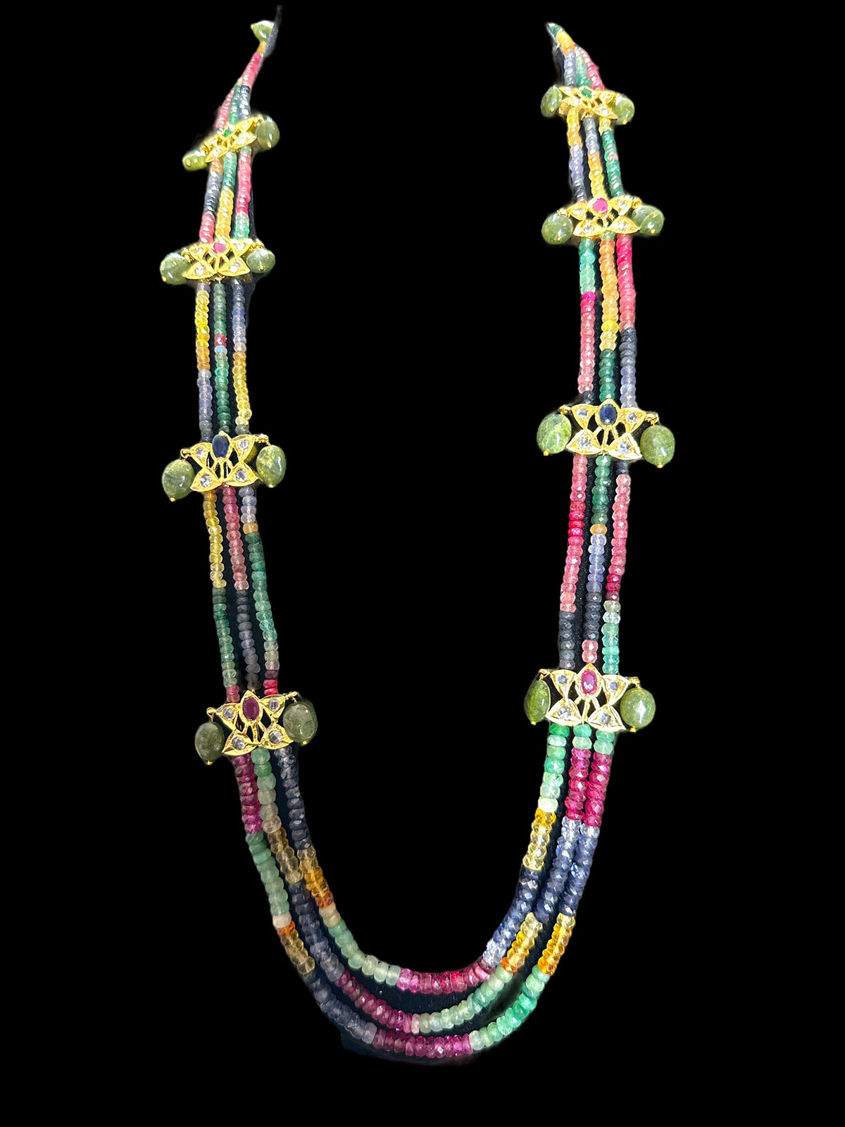 DLN56 Raina multi rainbow real beads  necklace with earrings (READY TO SHIP )