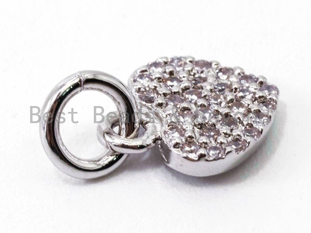 Clear CZ Micro Pave 7x9mm Heart Charm, Sku#Y29