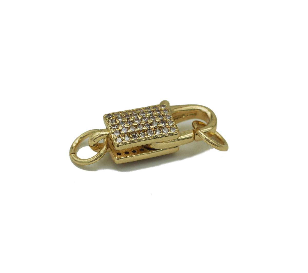 CZ Gold Lobster Oval Heart Clasp, Sku#LD299