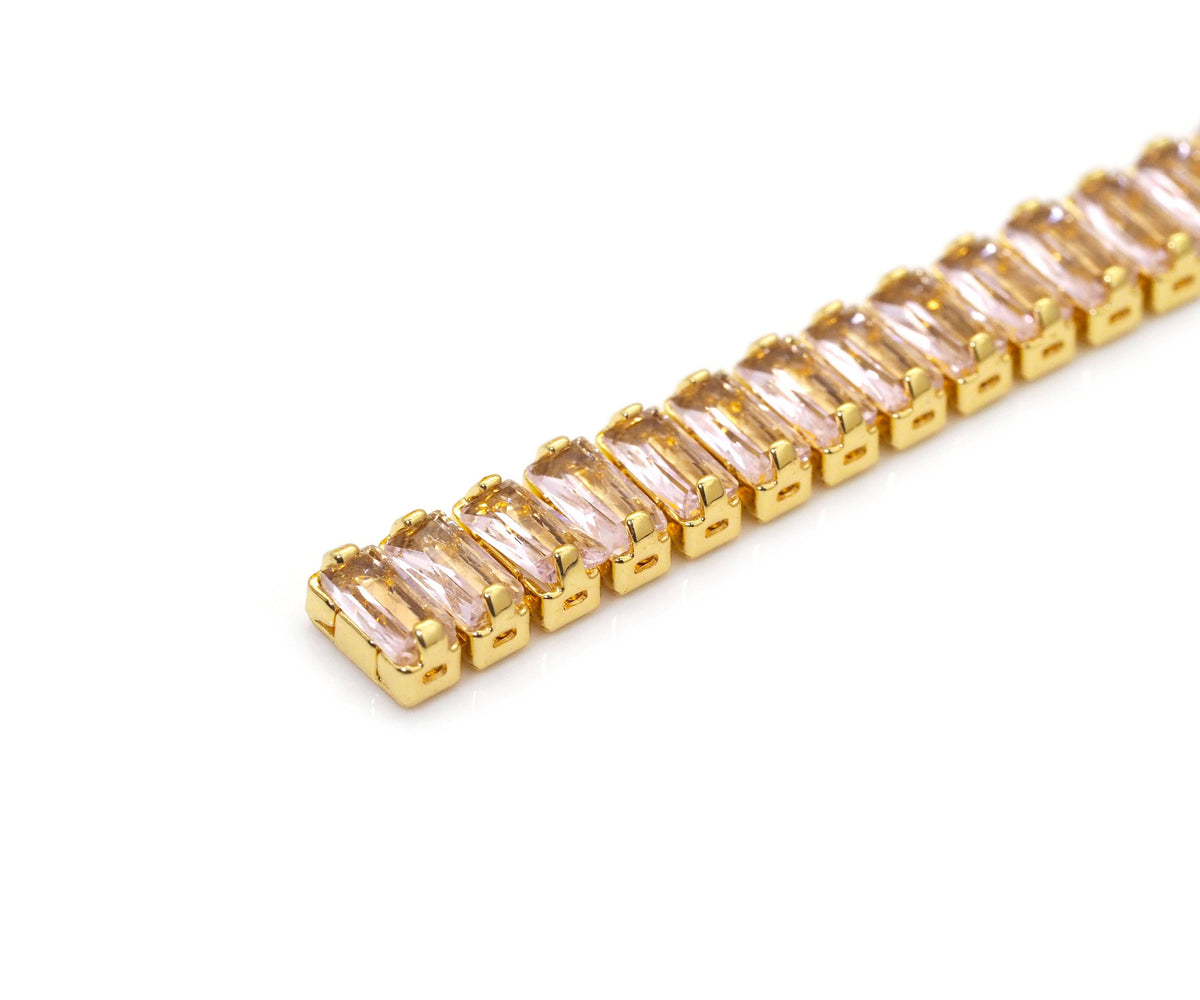 Baguette CZ Chain Stud Earrings, Sku#JL171