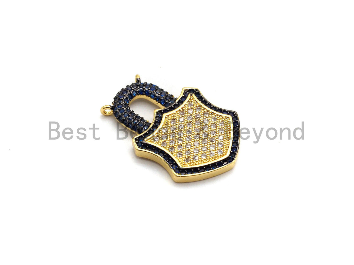Colorful CZ Micro Pave Lock Pendant,Lock Pave Pendant,Turquoise/Fuchsia/Green/Cobalt/Yellow/Black plated, 18x26mm, Sku#F674