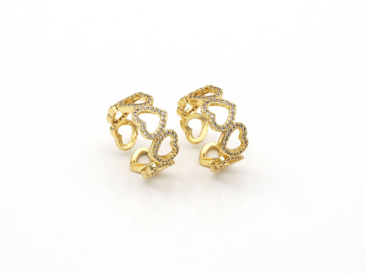 CZ String Open Hearts Ring, Sku#X220