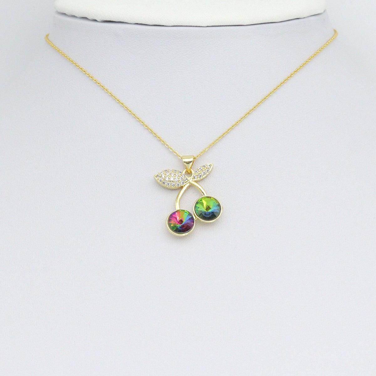 Colorful CZ Cherry Charm Pendant, Sku#LK1084