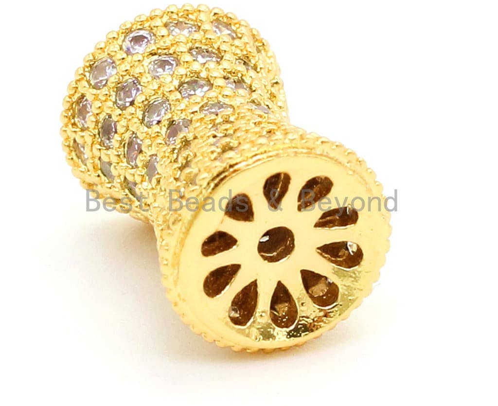 CZ Clear Micro Pave Hourglass Spacer Beads for Bracelet/Necklace, Cubic Zirconia Beads, Bracelet Charms 13x10mm, sku#G50