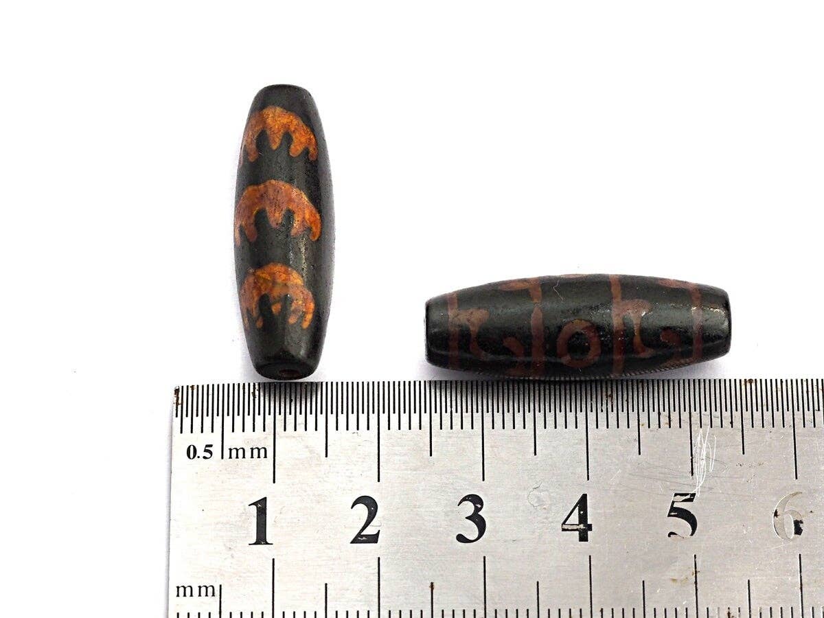 Natural Tibetan Agate Long Oval Shape Beads, Black Brown Dzi beads, Barrel Agate Beads, 10x30mm, sku#U563