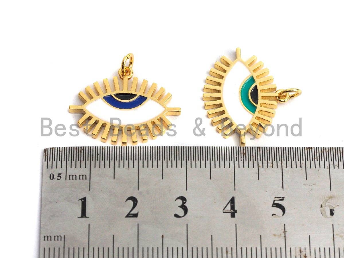 Enamel Evil Eye Charm, Red Green Blue eye pendant, Enamel eye charm, Protection eye charm, 24x19mm,sku#F978