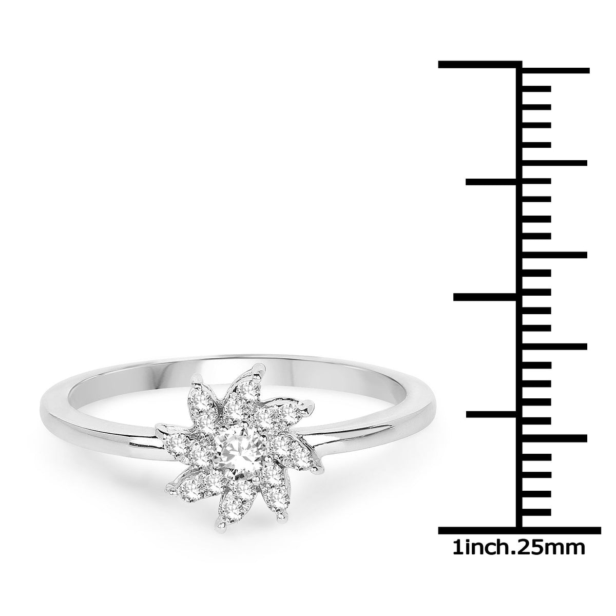 0.18 Carat Genuine White Diamond 14K White Gold Ring (E-F-G Color, SI Clarity)