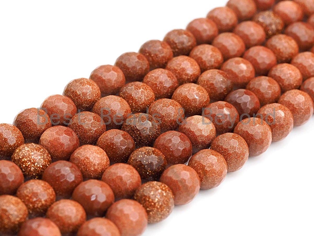 Quality Goldstone Smooth/Faceted Beads, Round Smooth/Faceted 6mm/8mm/10mm/12mm, Goldstone Beads,15" Full Strand, sku#U627