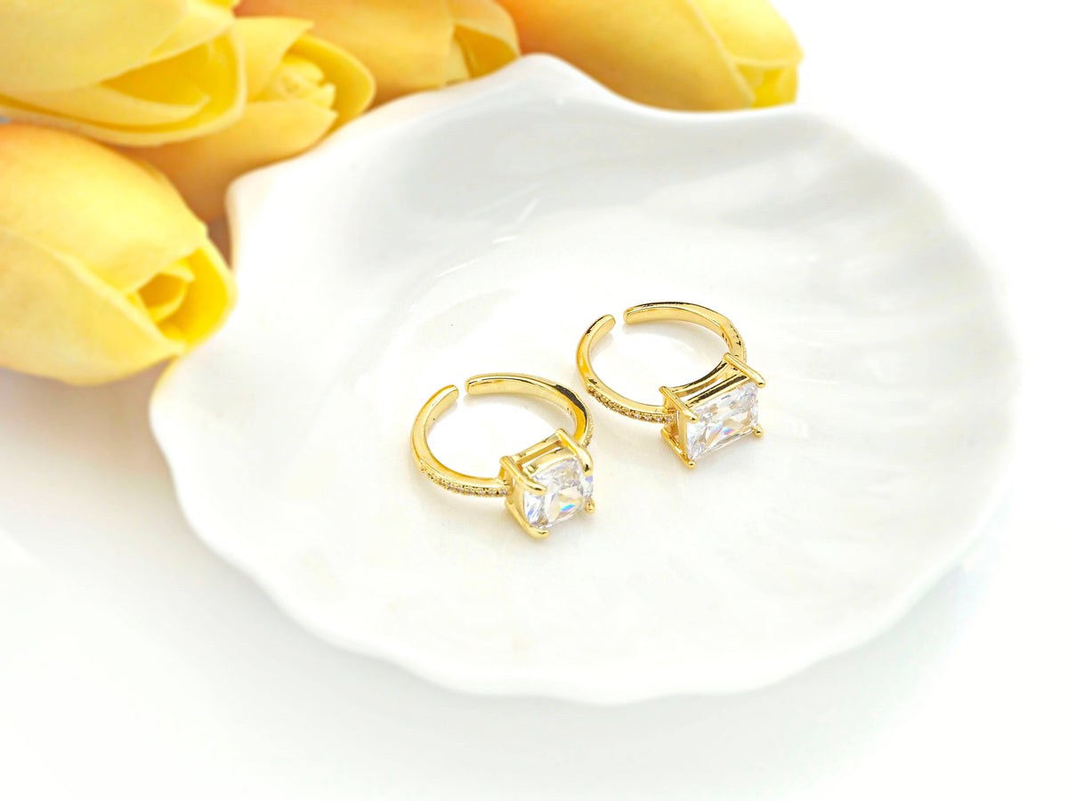 18K Gold Filled Cubic Zirconia Solitaire Ring, Sku#X180C